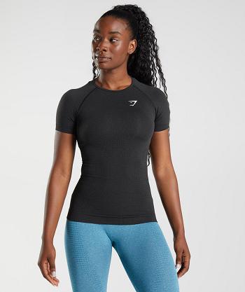 Dámské T Shirts Gymshark Vital Seamless 2.0 Černé | CZ 3263SGL
